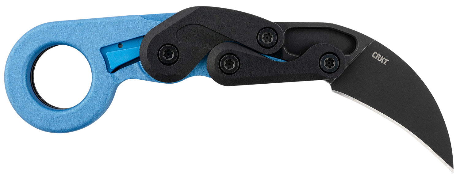 CRKT 4041B Provoke Blue Metallic 2.47" Folding Hawkbill Karambit Stonewashed 4116 Stainless Steel Blade with Blue Grivory Handle