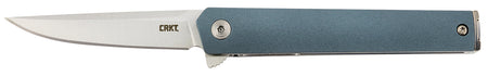 CRKT 7095 CEO Compact 2.61" Folding Plain Satin 4116 Stainless Steel Blade with Blue GRN Handle and Pocket Clip