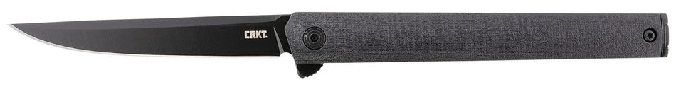 CRKT 7097K CEO Blackout 3.35" Folding Plain Black EDP AUS-8A Stainless Steel Blade with Black GRN Handle and Pocket Clip