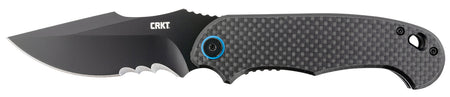 CRKT 7920K P.S.D. 3.63" Folding Recurve Veff Serrated Black EDP 4116 Stainless Steel Blade with G10 Carbon Fiber Handle