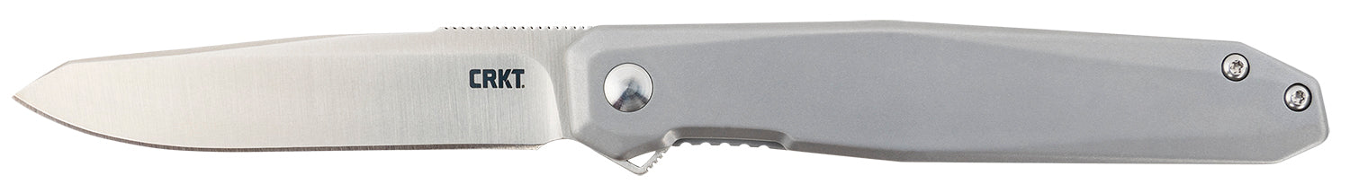 CRKT K230XXP Facet 3.37" Folding Sheepsfoot Plain Satin D2 Steel Blade with Stainless Steel Handle and Pocket Clip