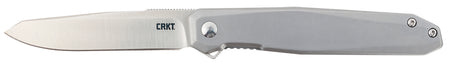 CRKT K230XXP Facet 3.37" Folding Sheepsfoot Plain Satin D2 Steel Blade with Stainless Steel Handle and Pocket Clip