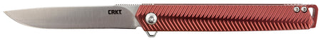 CRKT K820BXP Stylus 3.18" Folding Drop Point Plain Satin 12C27 Sandvik Steel Blade with Maroon Aluminum Handle and Pocket Clip