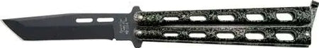 Bear & Sons 5-Inch Silver Butterfly with 1095 Powder Coat Tanto Blade