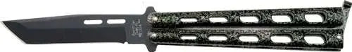 Bear & Sons 5-Inch Silver Butterfly with 1095 Powder Coat Tanto Blade