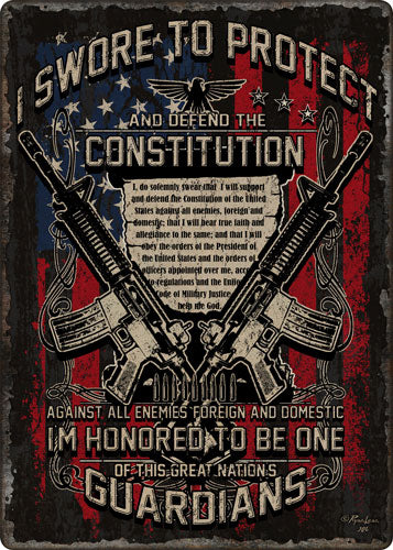 Rivers Edge Guardians of Constitution Embossed Tin Sign 12"x17"
