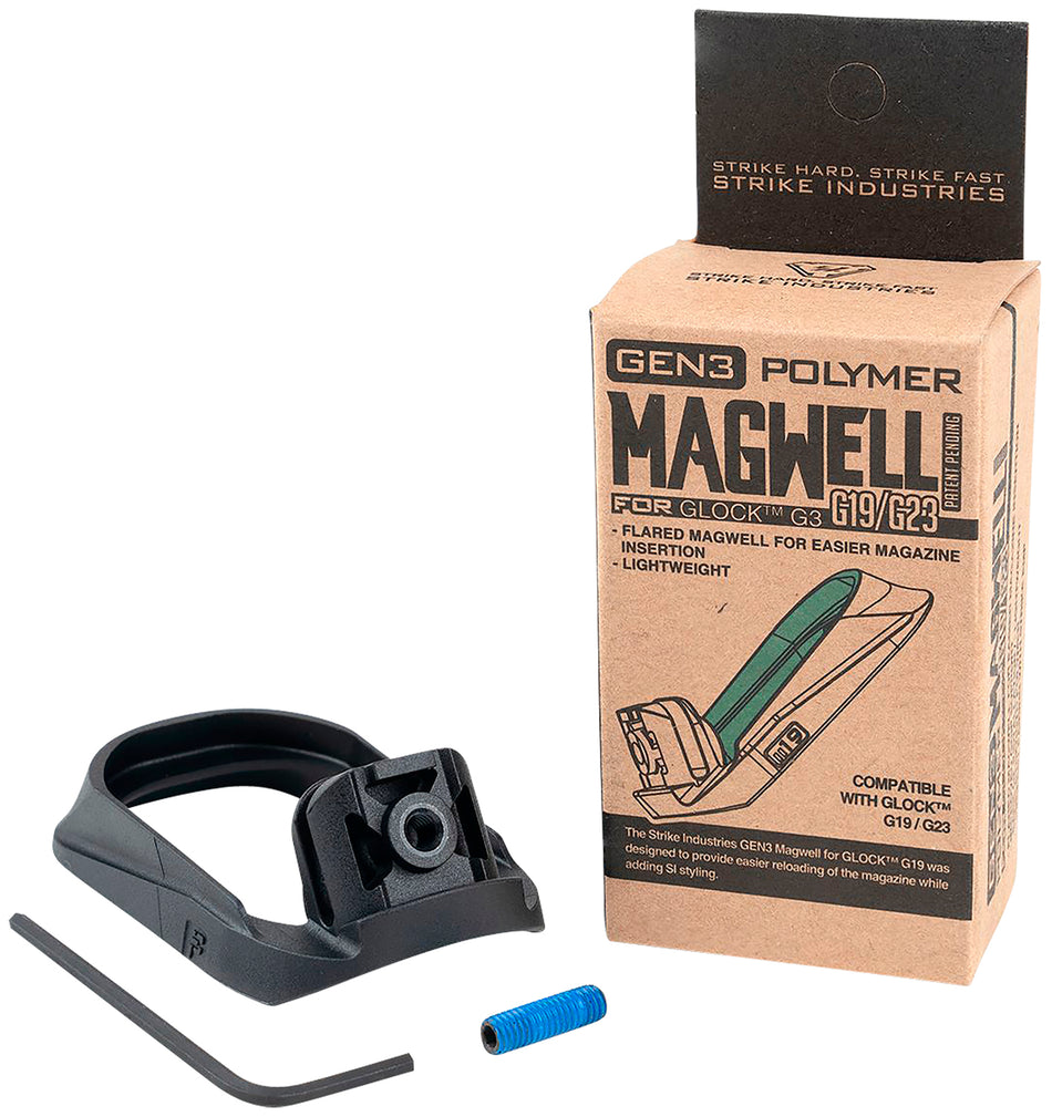 Strike Industries G3MAGWELL19 Flared Magwell for Gen 3 Glock 19 & 23 Black Polymer