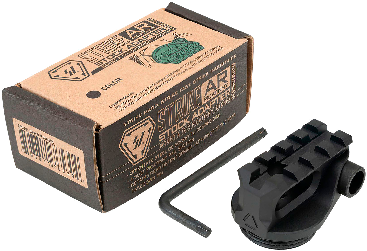 Strike Industries ARPSABK AR Picatinny Stock Adapter Black Anodized with QD Socket for AR-Platform
