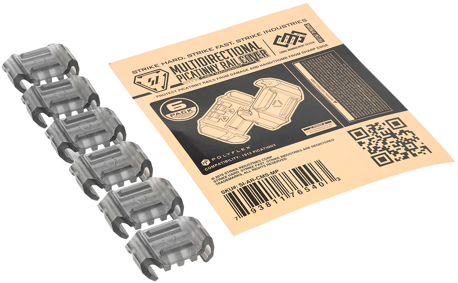 Strike Industries Multidimensional Picatinny Rail Cover with Cable Management Clear Smoke