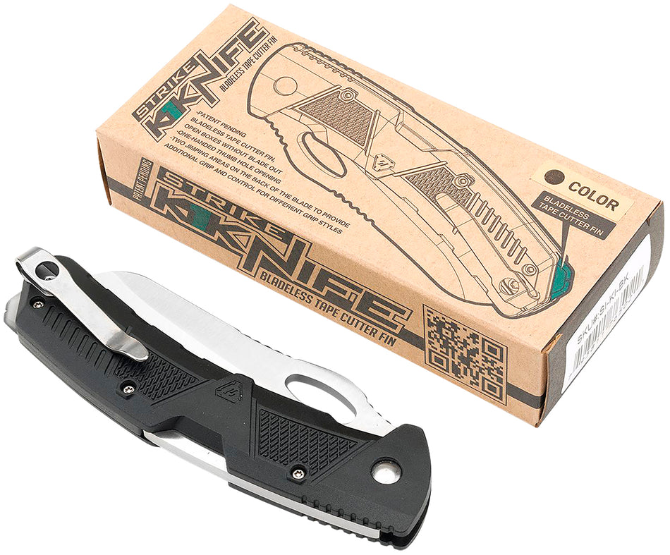 Strike Industries K1BK K1 3.51" Folding EDC Drop Point AUS-8A SS Blade Black Polymer Handle with Pocket Clip
