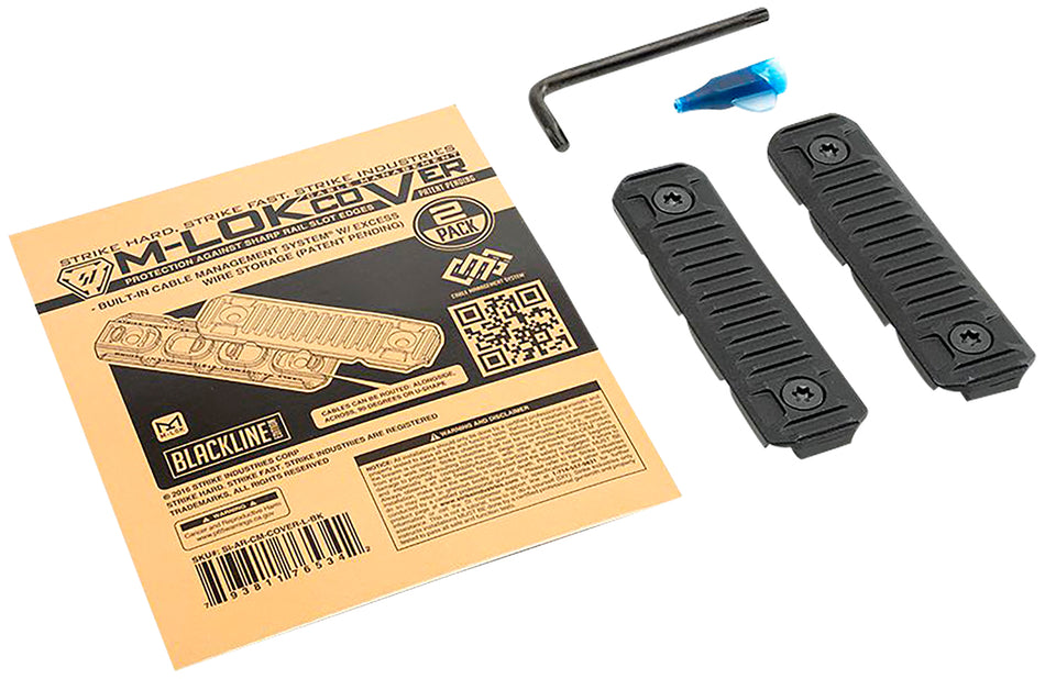 Strike Industries M-LOK Cable Management Cover Long 3.14" Black Polymer with CMS Routing