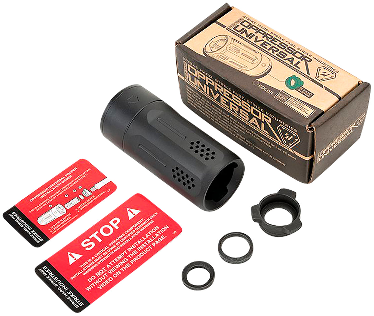 Strike Industries Oppressor Universal Blast Shield Multi-Cal Black Anodized Steel/Aluminum