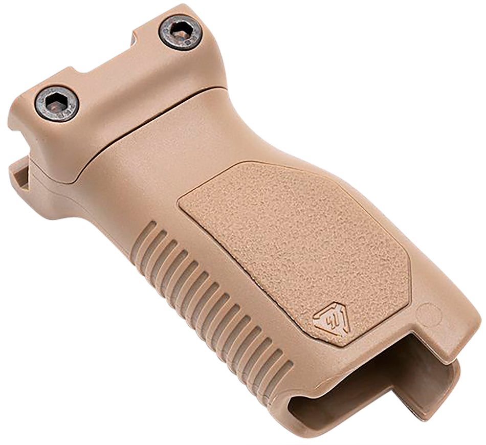 Strike Industries Angled Vertical Grip Long FDE Polymer with Cable Management for M-LOK Rail