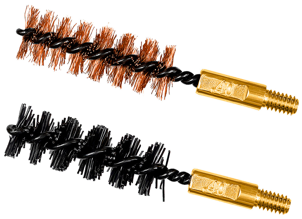 Otis FG341NB Bore Brush Set 10mm/40 Cal 8-32" Thread 2" Bronze & Nylon Bristles 2 Pack