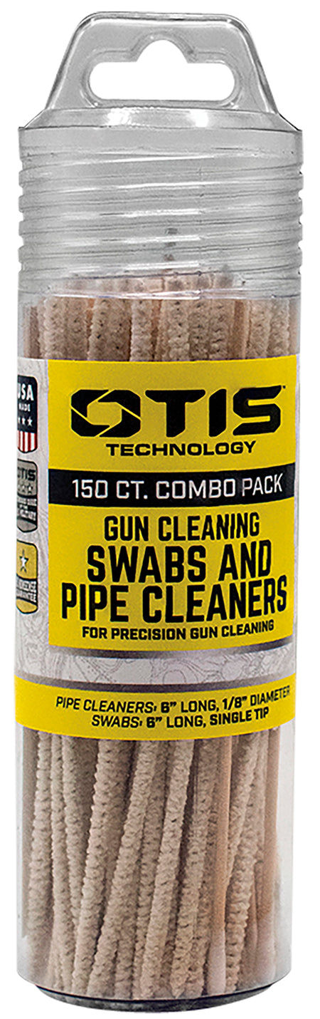 Otis FG241857 Gun Cleaning Swabs & Pipe Cleaners Combo 100 Swabs/50 Pipe Cleaners with Reusable Tube