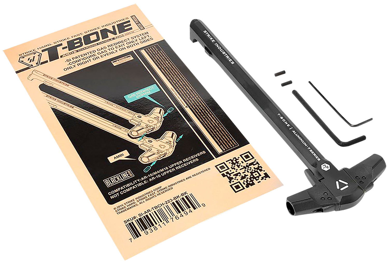 Strike Industries T-Bone Charging Handle .223/5.56 Black Polymer Handles Aluminum Shaft for AR-15