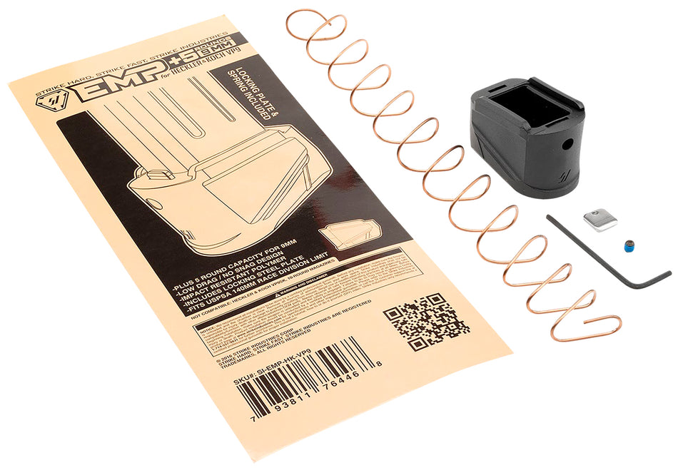 Strike Industries EMPHKVP9 Enhanced Magazine Plate +5rd 9mm Luger Black Polymer for H&K VP9