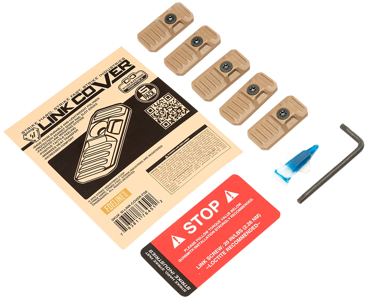 Strike Industries LINK-COVER-FDE LINK Rail Slot Covers Flat Dark Earth Polymer for M-LOK Keymod 5 Pack