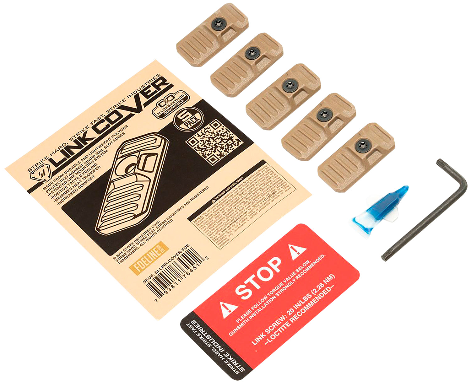 Strike Industries LINK-COVER-FDE LINK Rail Slot Covers Flat Dark Earth Polymer for M-LOK Keymod 5 Pack
