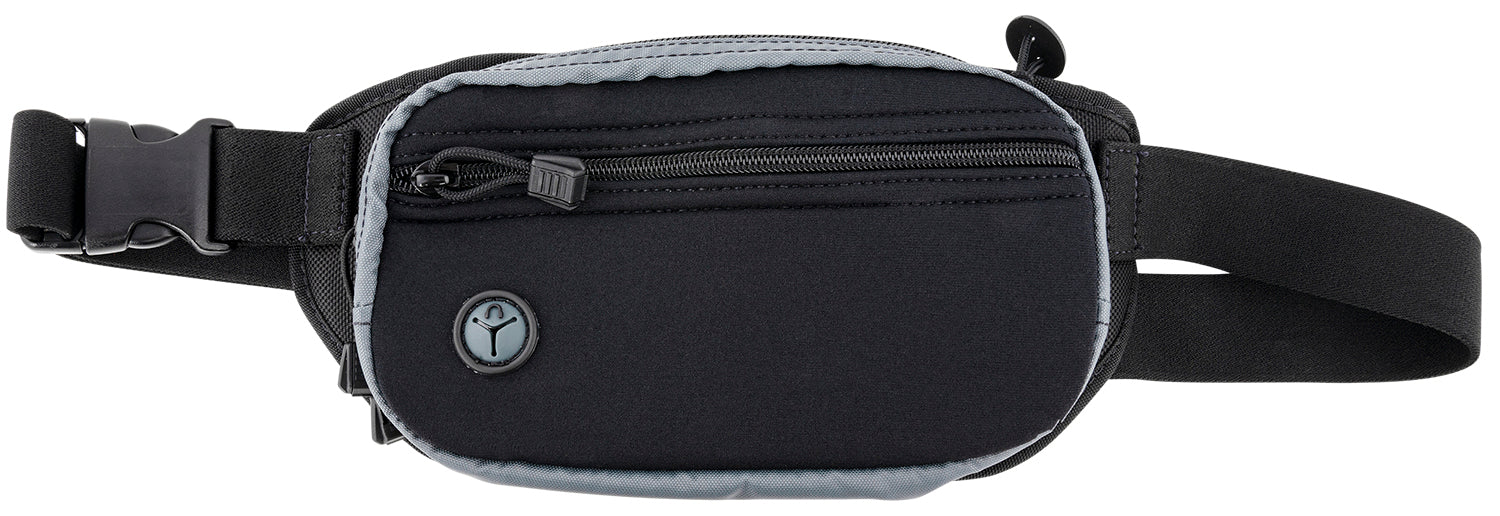 Galco FTPGBS FasTrax PAC Sub-Compact Waistpack Holster Black/Gray Neoprene for Glock 26 / S&W Shield Plus / DB Ambidextrous