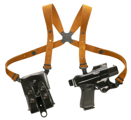 Galco JR212B Jackass Rig Shoulder Holster System Black Leather Harness Chest Up To 56" Fits 1911 Right Hand