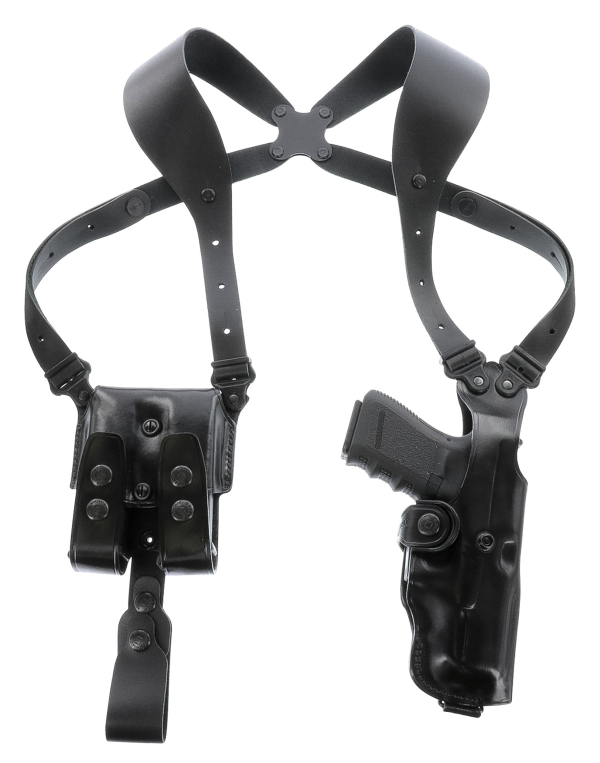 Galco VHS4212B VHS 4.0 Shoulder Holster System Black Leather Harness Chest Up To 56" Fits 1911 5" Barrel Ambidextrous