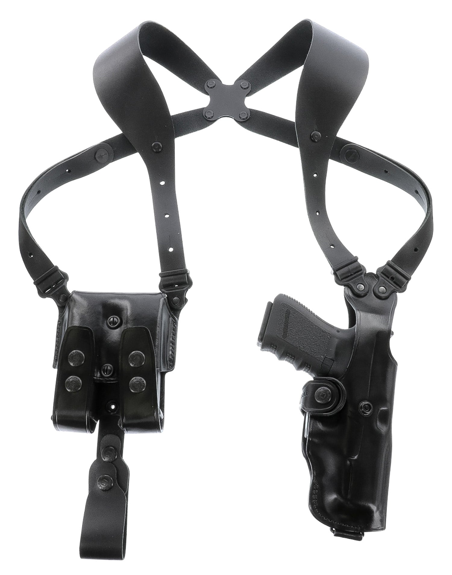 Galco VHS4212B VHS 4.0 Shoulder Holster System Black Leather Harness Chest Up To 56" Fits 1911 5" Barrel Ambidextrous