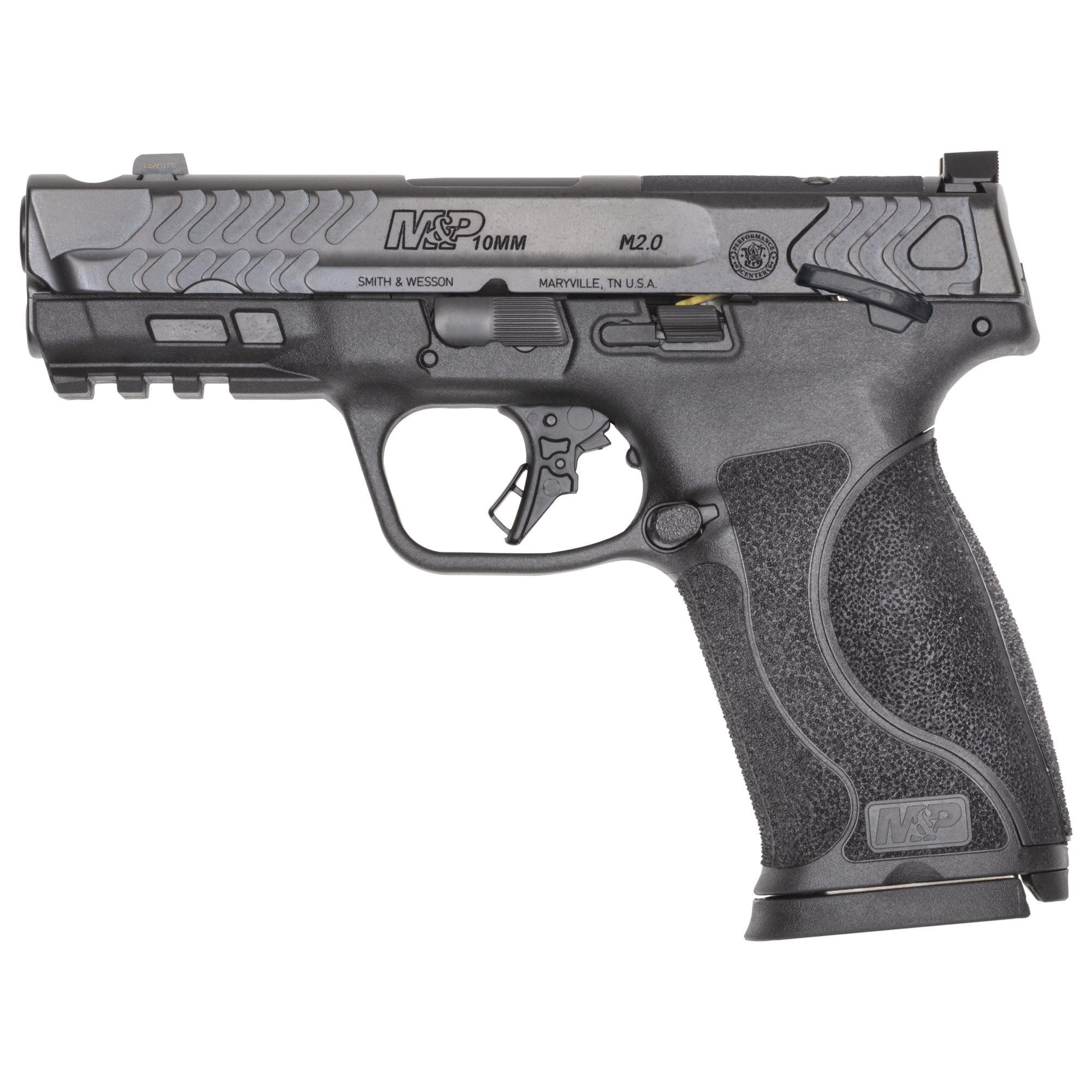 Smith & Wesson 14414 M&P PC M2.0 10mm Auto 10+1 4" Black Armornite Stainless Steel Ported Barrel & Optic Ready/Ported/Serrated Slide, Polymer Frame w/Picatinny Rail Interchangeable Palmswell Grip