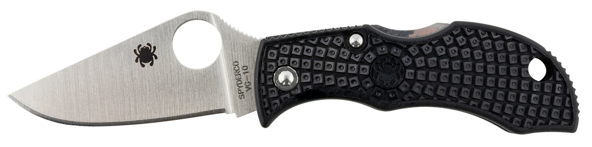 Spyderco Manbug Folding Knife 1.95" Stonewashed VG-10 Plain Blade Black FRN Handle MBKP