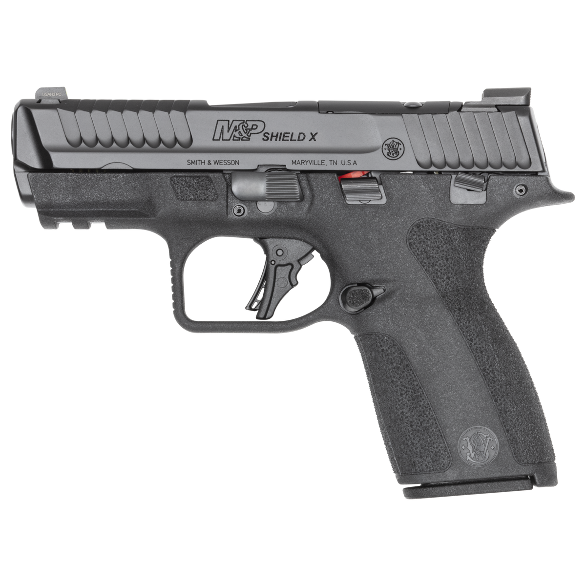 Smith & Wesson 14459 M&P Shield X *CA Compliant Sub-Compact Frame 9mm Luger 10+1 3.60" Black Armornite Stainless Steel Barrel & Optic Ready/Serrated Slide, Black Polymer Frame w/Picatinny Rail, Black