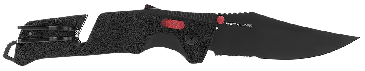 S.O.G SOG11120241 Trident AT 3.70" Folding Clip Point Part Serrated D2 Steel Blade Black/Red GRN Handle