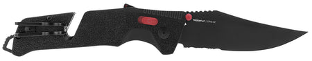 S.O.G SOG11120241 Trident AT 3.70" Folding Clip Point Part Serrated D2 Steel Blade Black/Red GRN Handle