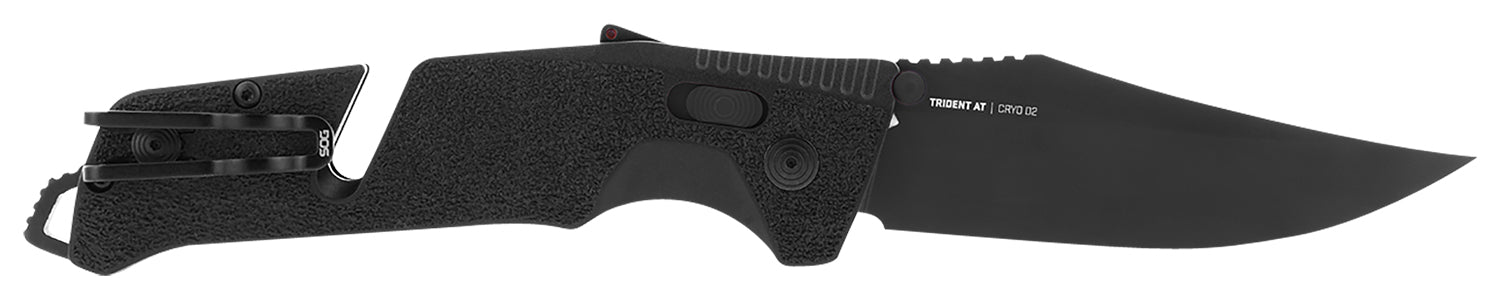 S.O.G SOG11120541 Trident AT 3.70" Folding Clip Point Plain Black TiNi D2 Blade Blackout GRN Handle