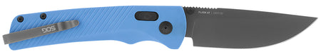S.O.G SOG11180341 Flash AT 3.45" Folding Plain TiNi D2 Steel Blade Civic Cyan GRN Handle Pocket Clip