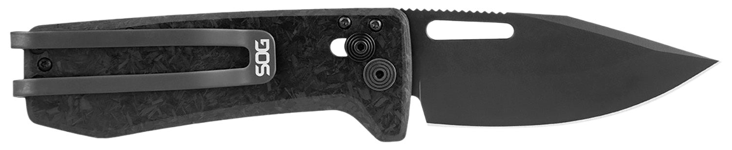 SOG Ultra XR XHP Folding Knife 2.80" Plain Black Satin TiCN Cryo CTS XHP Blade Black Carbon Fiber Handle with Pocket Clip