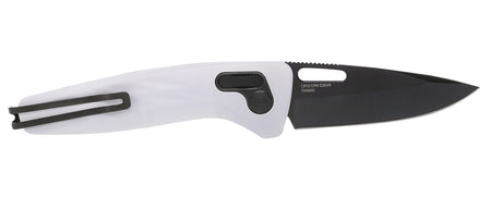 SOG One-Zero XR Folding Knife 3.10" Plain Black Chrome Cryo CPM S35VN Steel Blade White Sculpted Aluminum Handle