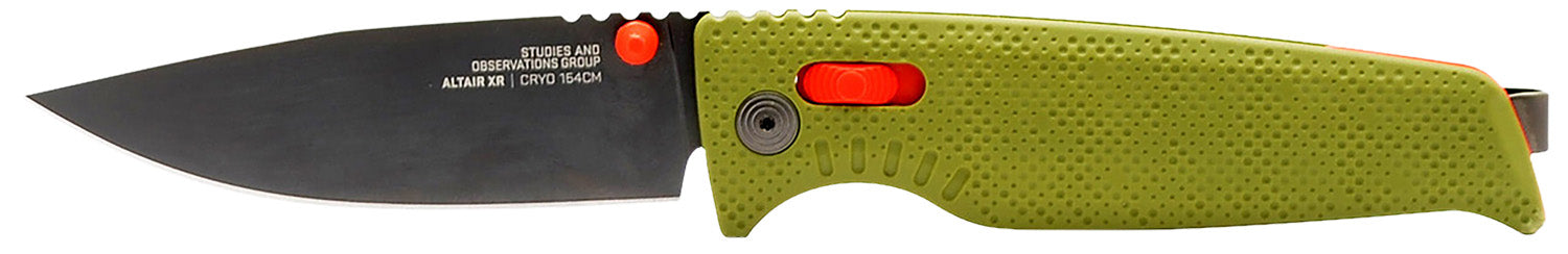 SOG Altair XR 3.20" Folding Knife Plain Bead Blasted Cryo CPM 154 SS Blade Field Green with Stone Blue Accents GRN Handle