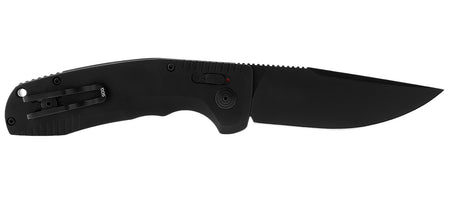SOG SOG-TAC Auto 3.43" Folding Plain Black TiNi Cryo D2 Steel Blade Black Micro-Textured Aluminum Handle with Pocket Clip