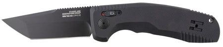 SOG SOG-TAC Auto 3.43" Folding Tanto Plain Black TiNi Cryo D2 Steel Blade Black Textured Aluminum Handle with Pocket Clip