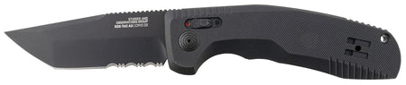 SOG SOG-TAC Auto 3.43" Folding Tanto Part Serrated Black TiNi Cryo D2 Steel Blade Black Textured Aluminum Handle with Clip