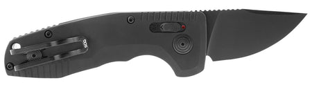 SOG SOG-TAC Auto Compact CA 1.96" Folding Straight Back Plain Black TiNi Cryo D2 Steel Blade Black Textured Aluminum Handle with Clip
