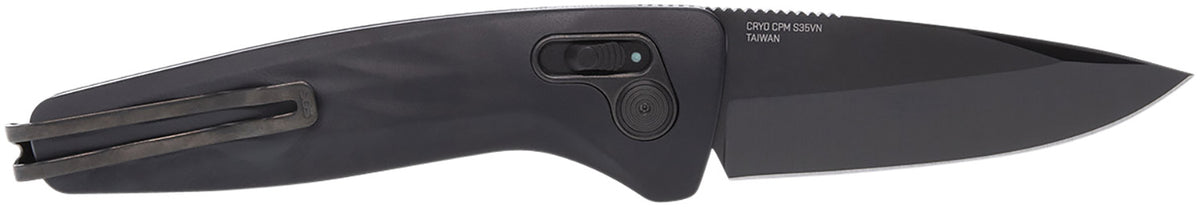 SOG One-Zero Auto 3.10" Folding Knife Plain Black Chrome CPM S35VN SS Blade Black Aluminum Handle