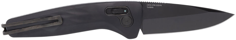SOG One-Zero Auto 3.10" Folding Knife Plain Black Chrome CPM S35VN SS Blade Black Aluminum Handle