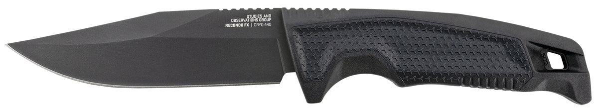 SOG Recondo FX 4.60" Fixed Blade Plain Satin TiNi Full Tang Cryo 440C SS Blade Black Overmolded GRN Handle