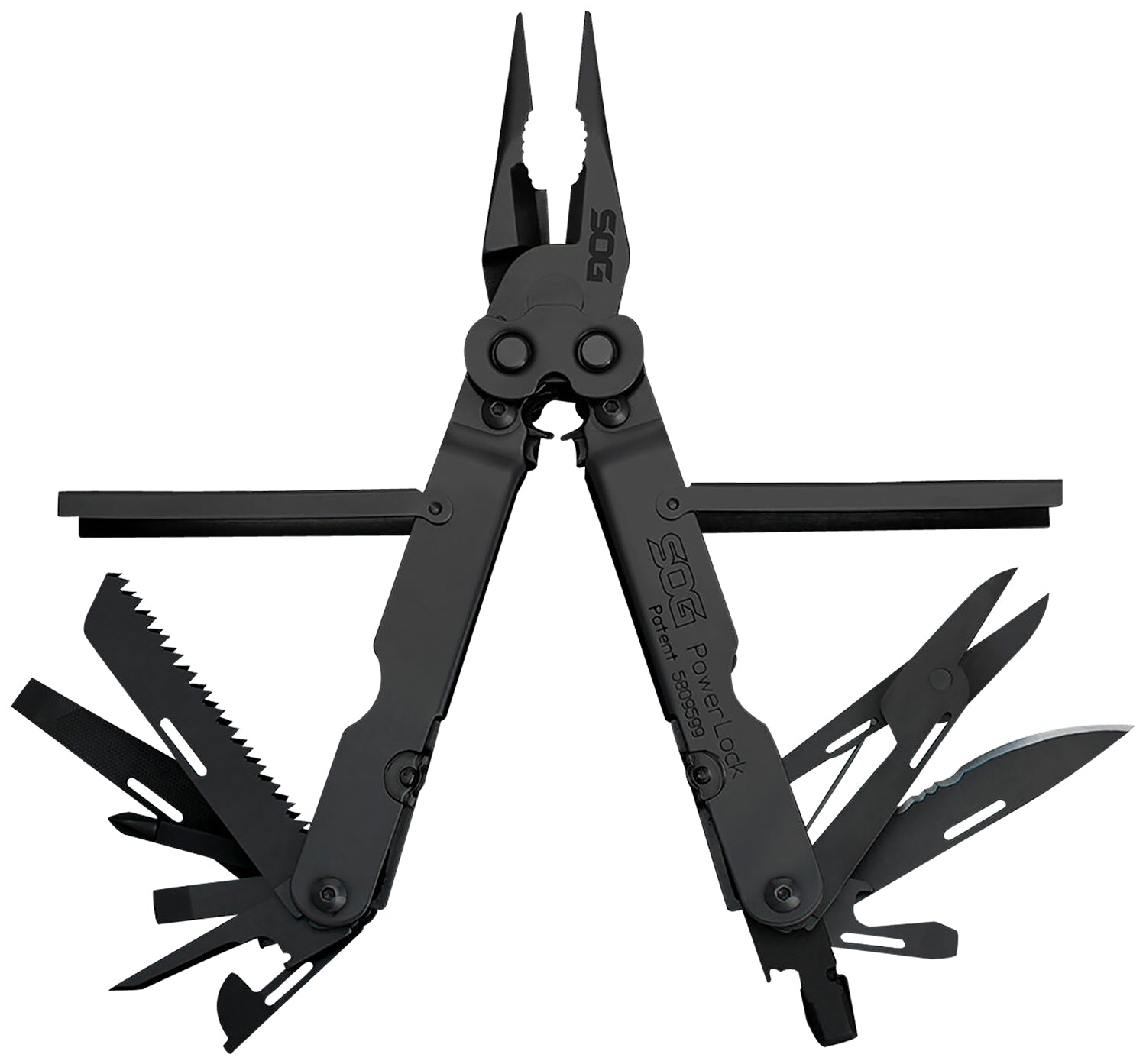 SOG Powerlock Black Oxide 420 Stainless Steel 7" 18-Tool Multi-Tool with Nylon Sheath