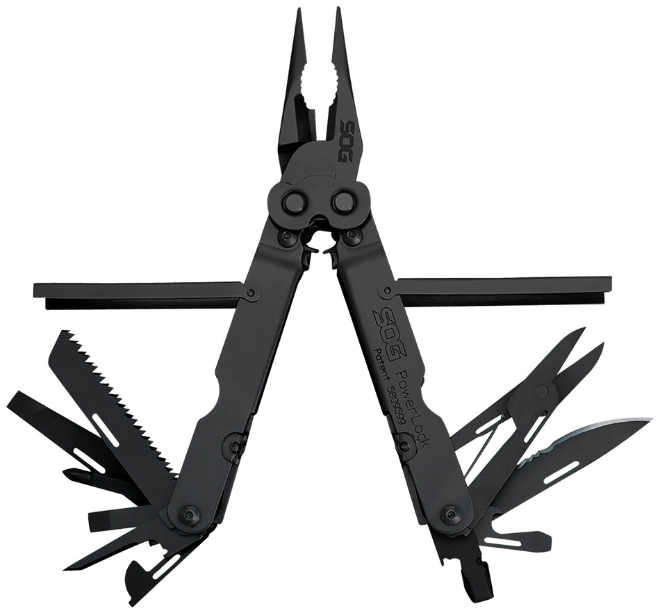 SOG Powerlock Black Oxide 420 Stainless Steel 7" 18-Tool Multi-Tool with Nylon Sheath