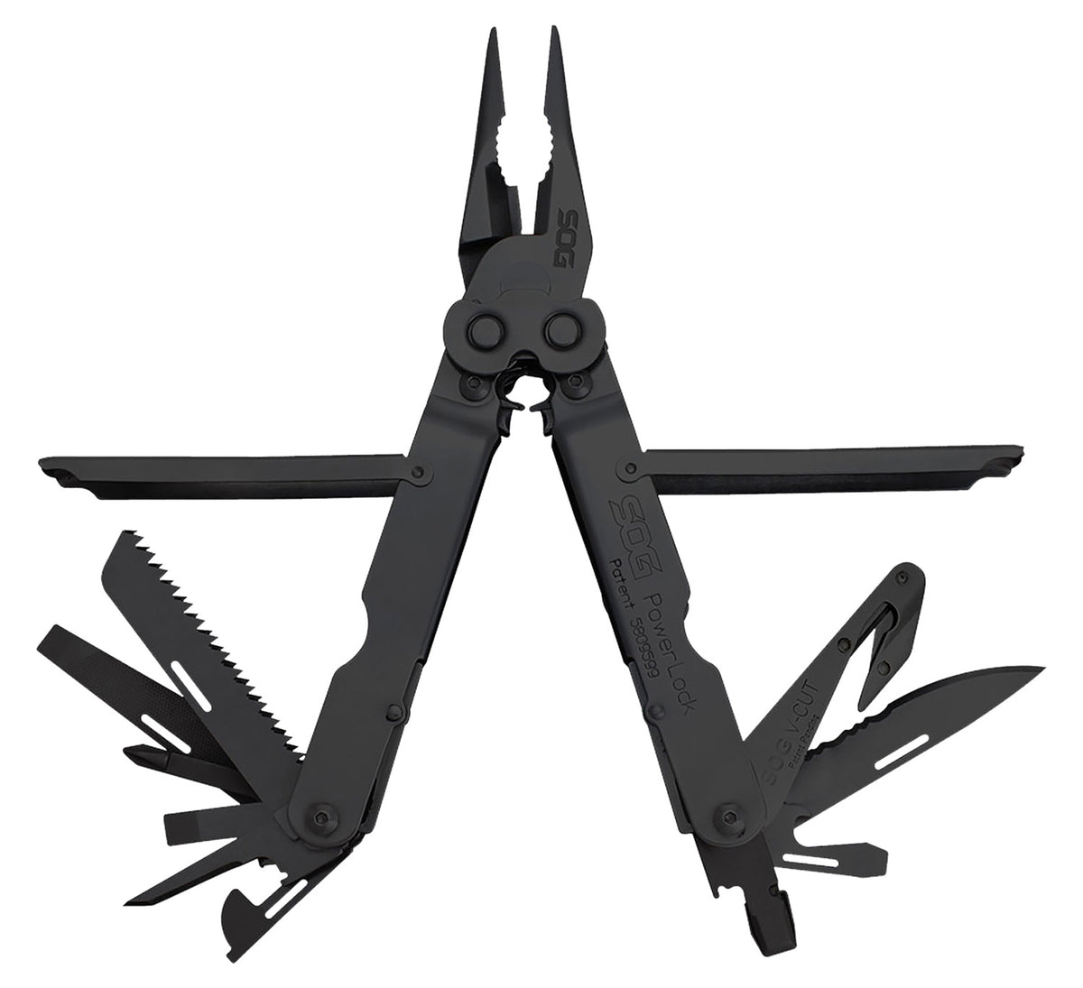 SOG Powerlock V-Cutter Black Oxide 420 Stainless Steel 7" 18-Tool Multi-Tool with Nylon Sheath