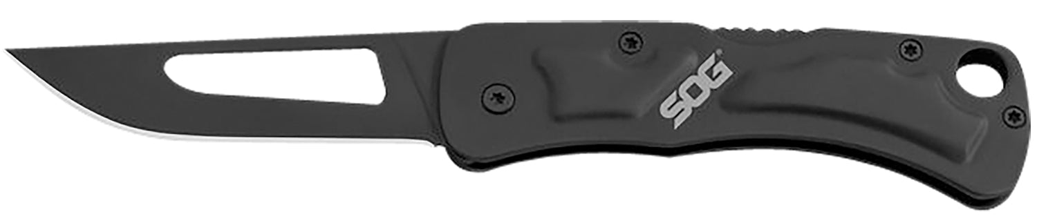 SOG Centi II 2.10" Folding Straight Back Plain Black Hardcased Stainless Blade, Black Stainless Handle