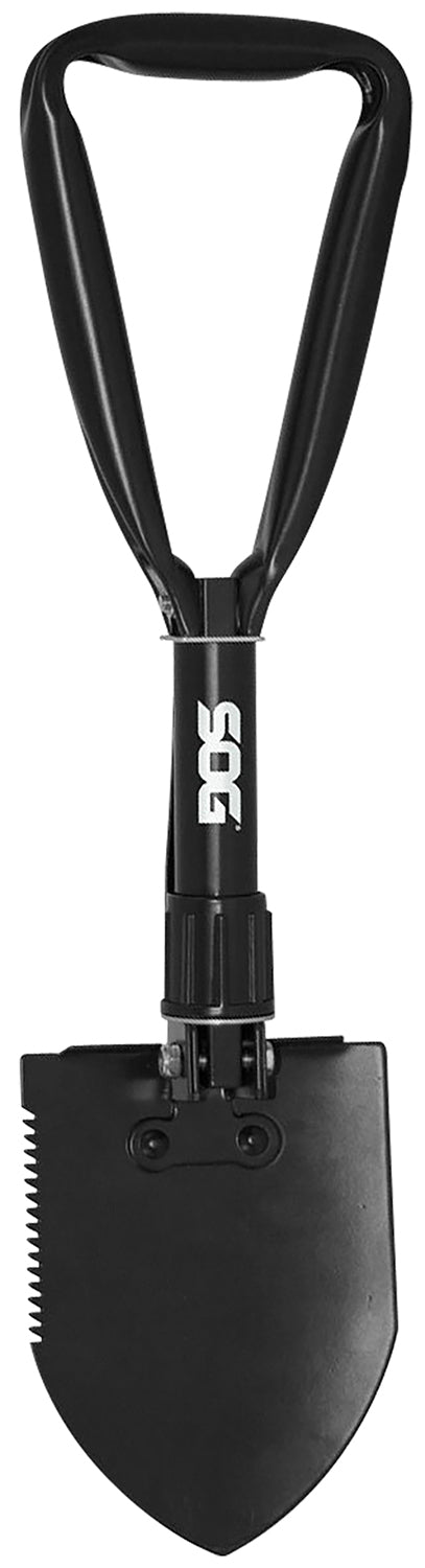 SOG SOGF08N Entrenching Tool Folding Shovel Plain and Serrated High Carbon Steel Blade Black Powder Coated 18.25" Overall with Nylon Sheath