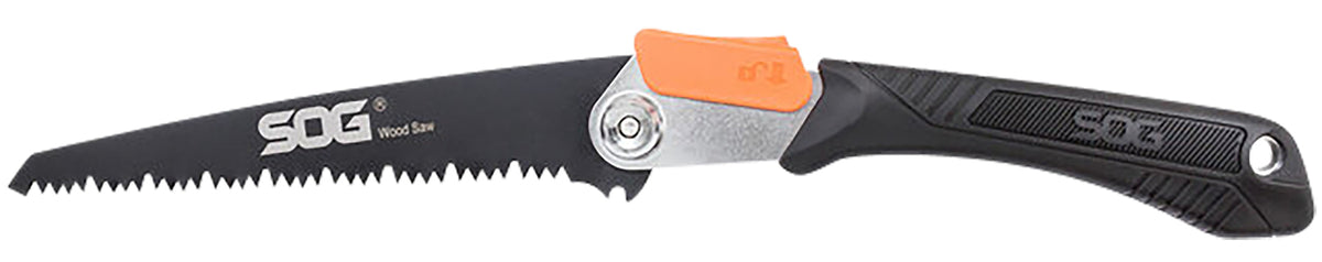 SOG SOGF10NCP Wood Saw Folding 8.25" Hardened Tempered High Carbon Steel Blade Black GRN Handle 17.25" Overall
